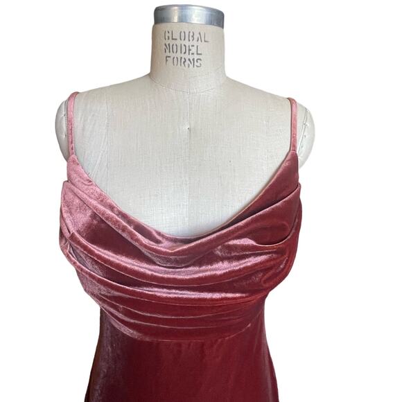 REVELRY Skye Velvet Cowl Neck Midi Dress in Terracotta Orange Red Size 12 - Picture 3 of 8